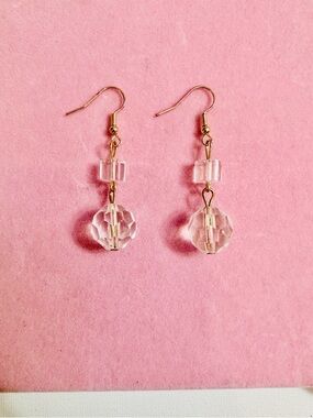 Clear Crystal Bead Drop Earrings